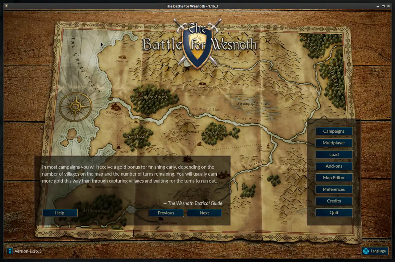 Wesnoth Game Game - Main Screen