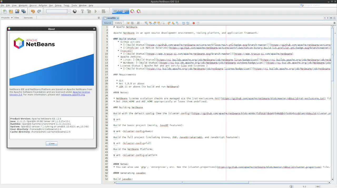NetBeans IDE - Main Screen